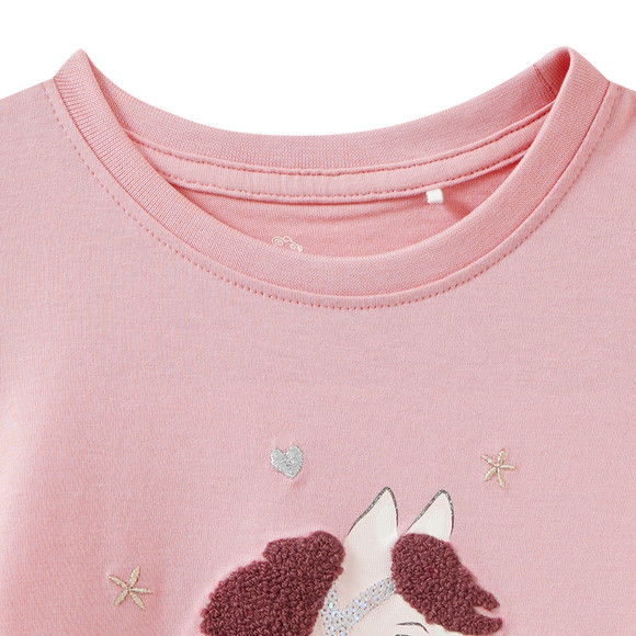 Mädchen Langarmshirt mit Pferde-Applikation