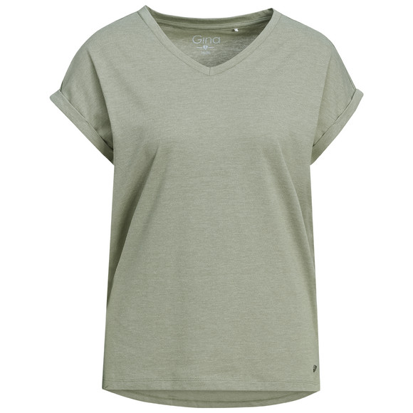Damen T-Shirt im Basic-Look oliv