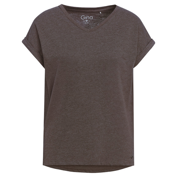 Damen T-Shirt im Basic-Look dunkelbraun