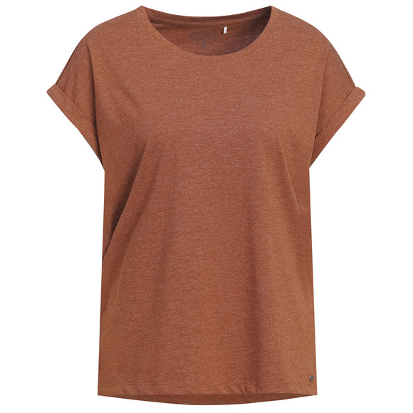 Damen T-Shirt im Basic-Look hellbraun