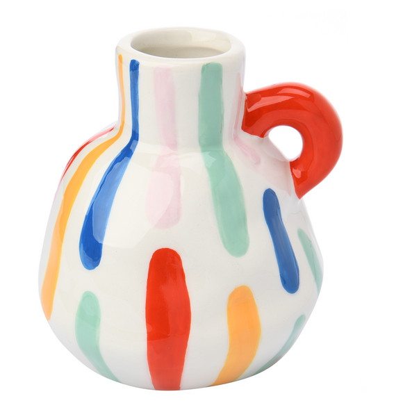 Vase mit bunten Streifen