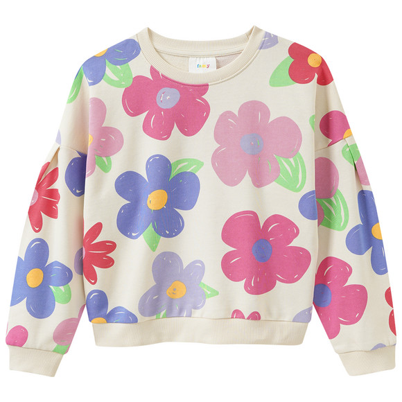 Mädchen Sweatshirt mit Blumen-Print