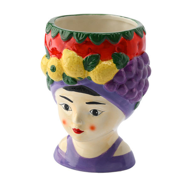 Kleiner Blumentopf Frauenkopf lila