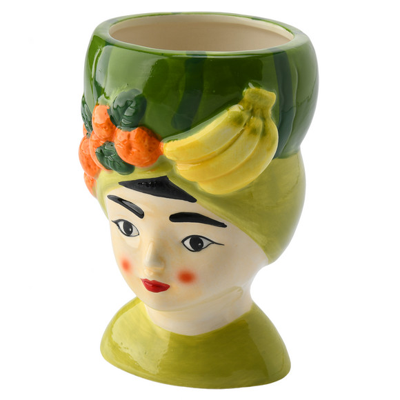Kleiner Blumentopf Frauenkopf grün