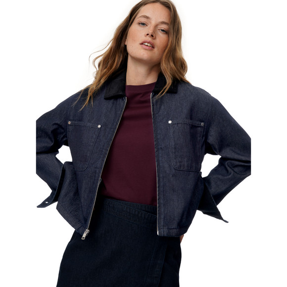 Damen Jeansjacke mit Cord-Kragen