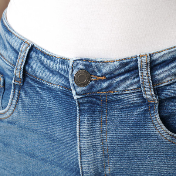 Dames mom-jeans met used-wassing