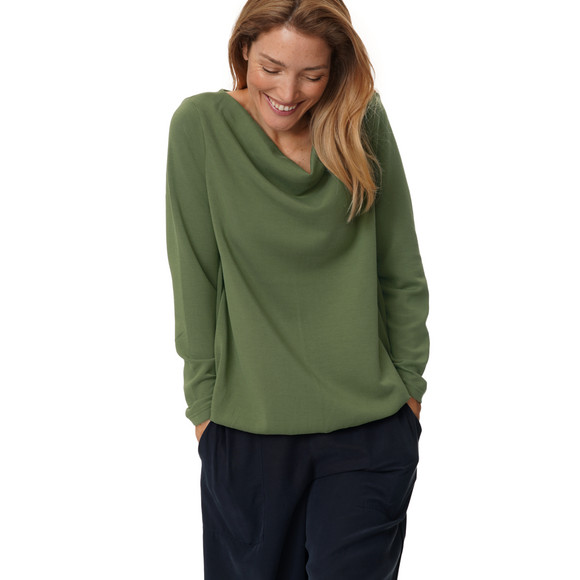 Damen Sweatshirt mit Wasserfallkragen