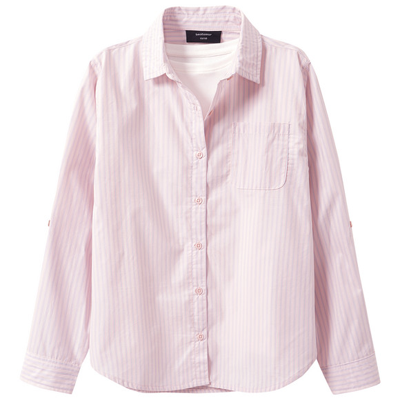 Mädchen Bluse und T-Shirt im Set rosa / weiss