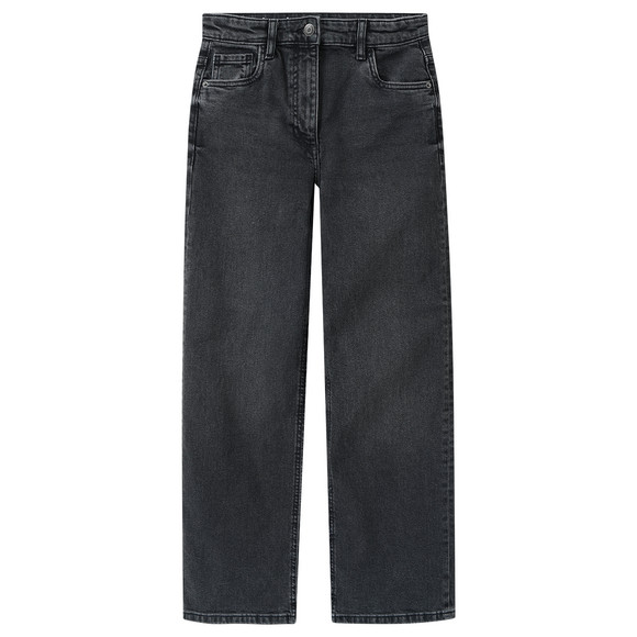 Mädchen Wide-Leg-Jeans mit verstellbarem Bund dunkelgrau