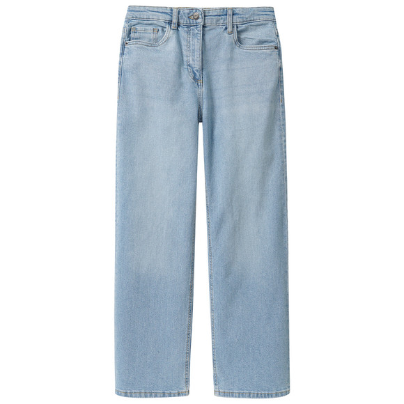 Mädchen Wide-Leg-Jeans mit verstellbarem Bund hellblau