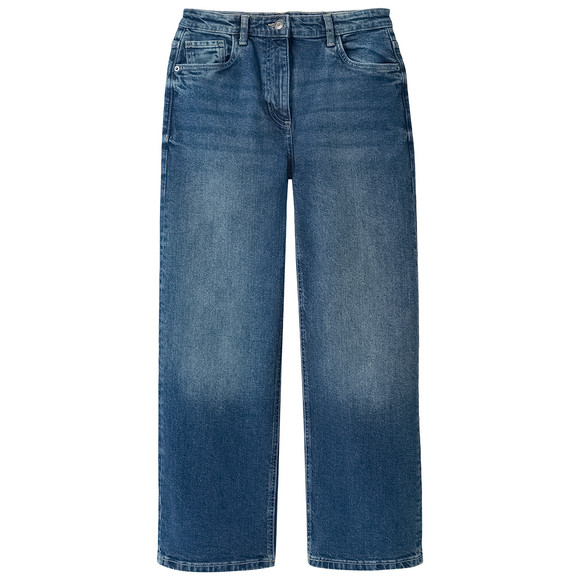 Mädchen Wide-Leg-Jeans mit verstellbarem Bund blau
