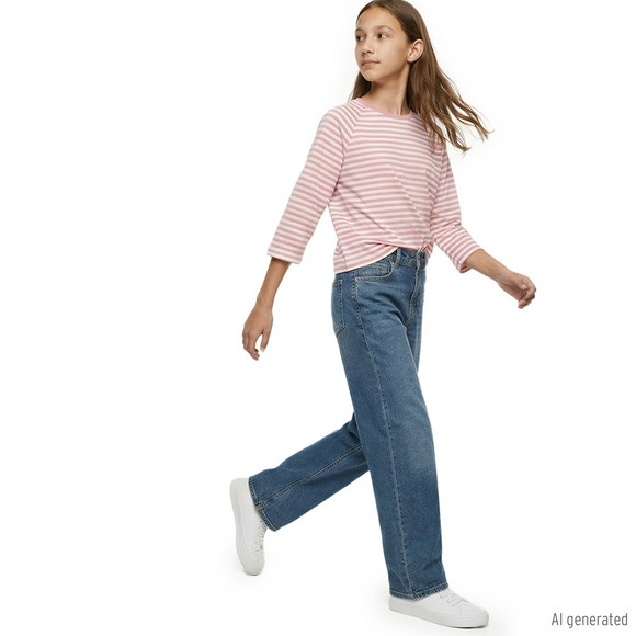 Mädchen Wide-Leg-Jeans mit verstellbarem Bund