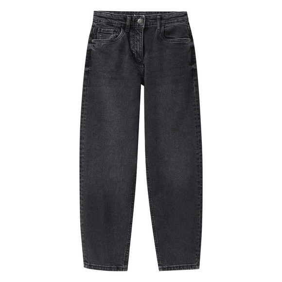 Mädchen Mom-Fit-Jeans mit verstellbarem Bund dunkelgrau