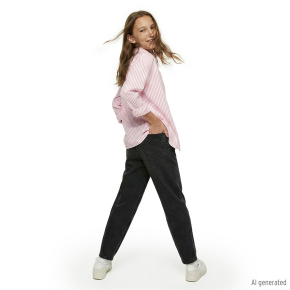 Mädchen Mom-Fit-Jeans mit verstellbarem Bund