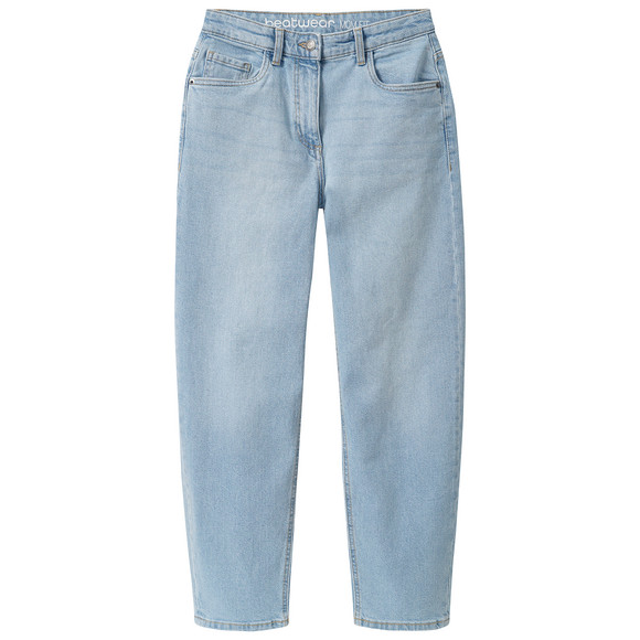 Mädchen Mom-Fit-Jeans mit verstellbarem Bund hellblau