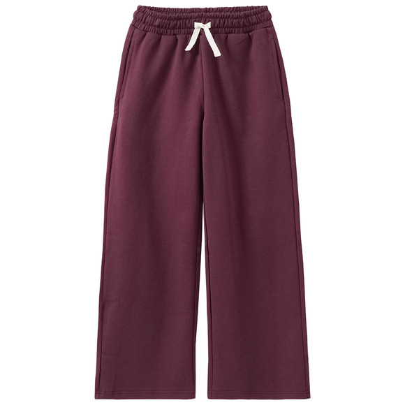 Joggingbroek voor meisjes met wijde pijpen wijnrood