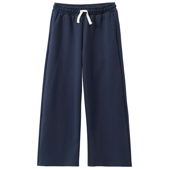 Joggingbroek voor meisjes met wijde pijpen donkerblauw