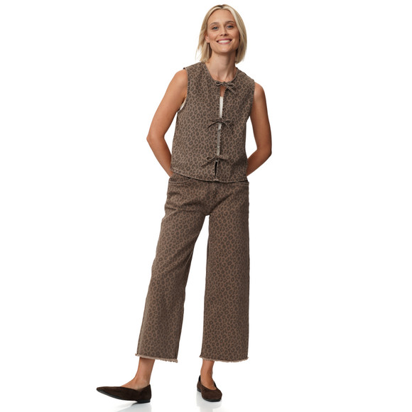 Damen Jeansweste im Leo-Look