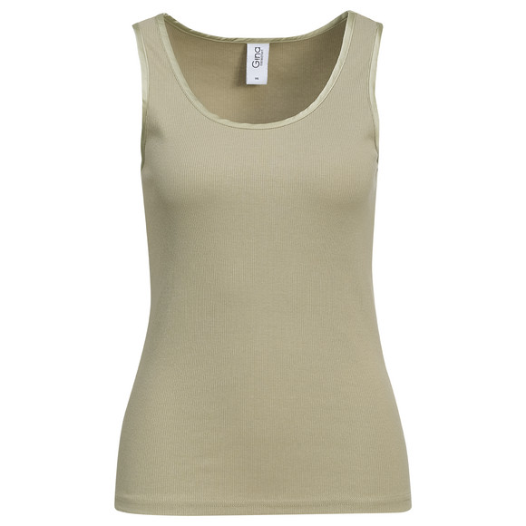 Damen Top aus Feinripp oliv