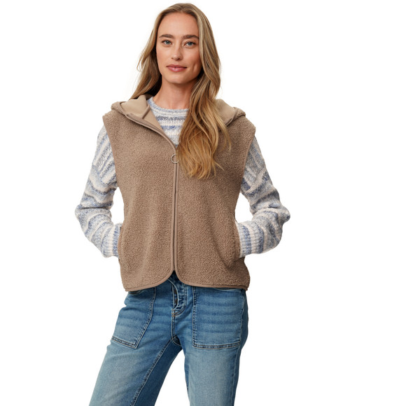 Damen Teddyweste mit Kapuze