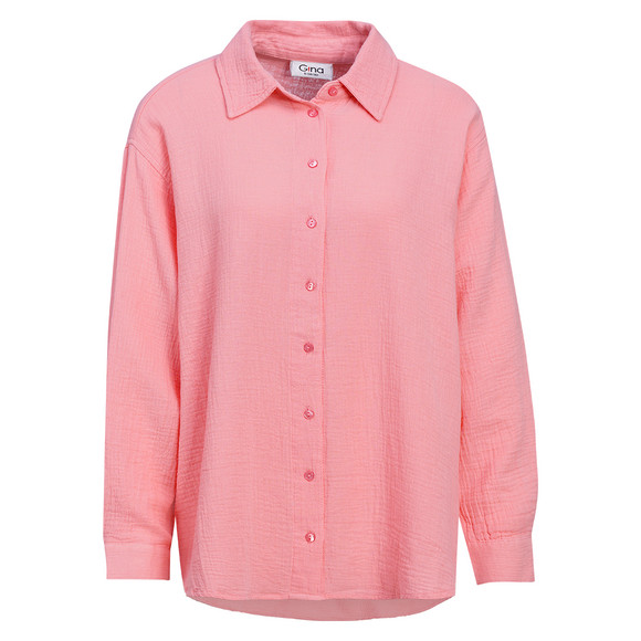 Damesblouse van mousseline in effen kleur donkerroze