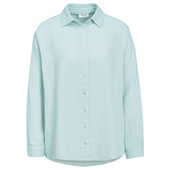 Damesblouse van mousseline in effen kleur licht turquoise