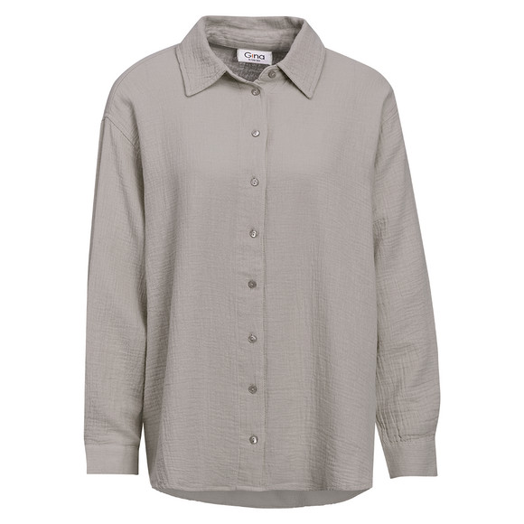 Damesblouse van mousseline in effen kleur lichtbruin
