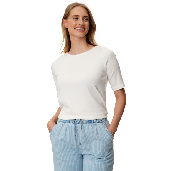 Dames-T-shirt met geribbelde structuur