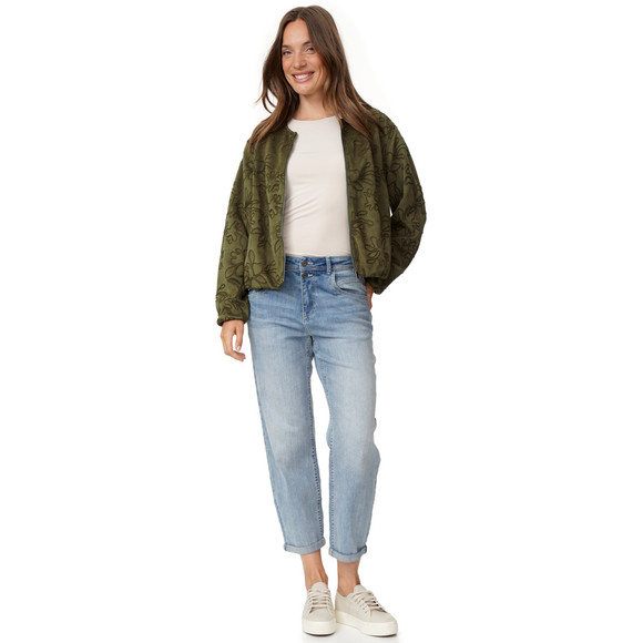 Damen Kunstleder-Blouson mit Stickereien