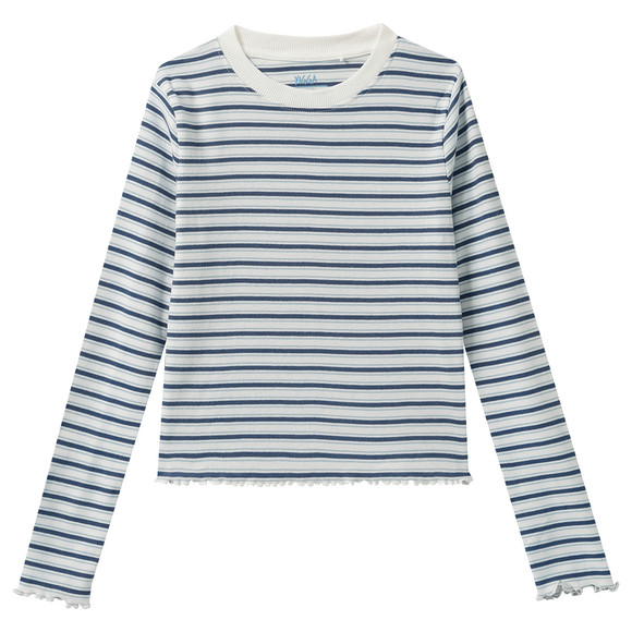Mädchen Langarmshirt mit Rippstruktur