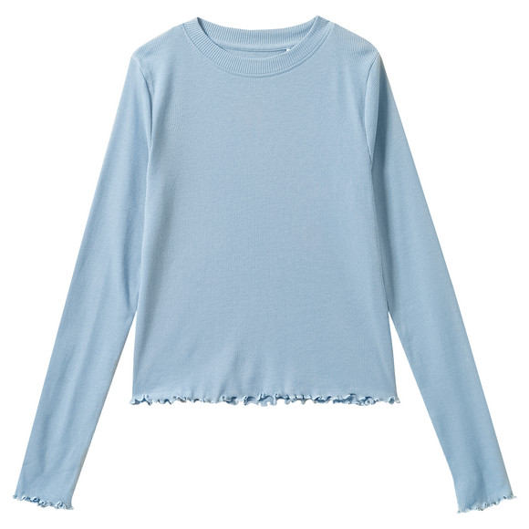 Mädchen Langarmshirt mit Rippstruktur