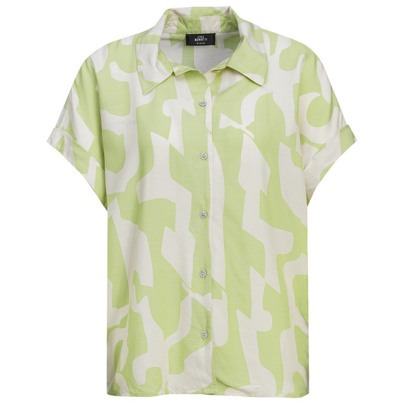 Damesblouse van viscose lichtgroen / crèmewit