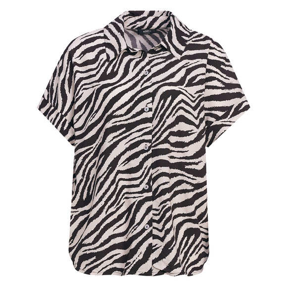 Damesblouse van viscose crèmewit / donkerbruin
