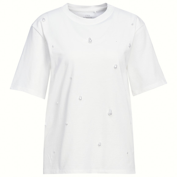 Damen T-Shirt mit Perlen-Applikationen