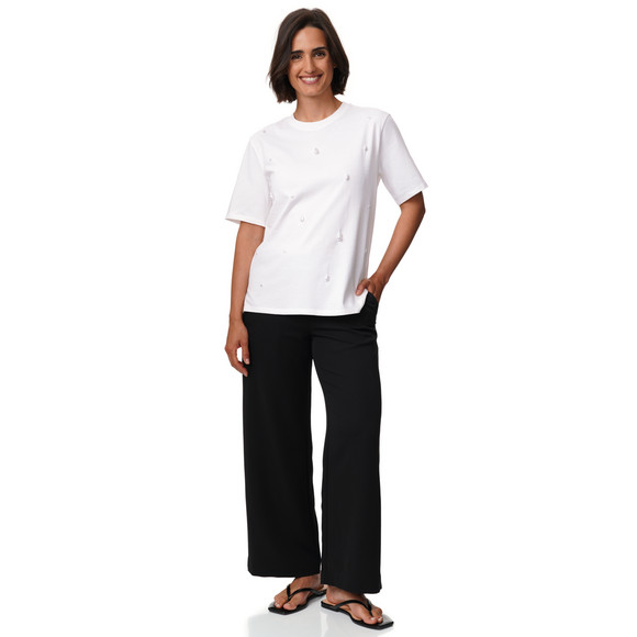 Damen T-Shirt mit Perlen-Applikationen