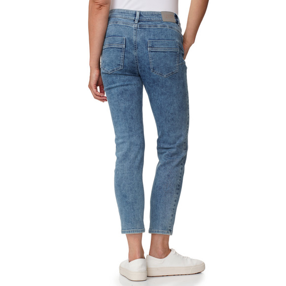 Damen Slim-Jeans mit offener Knopfleiste