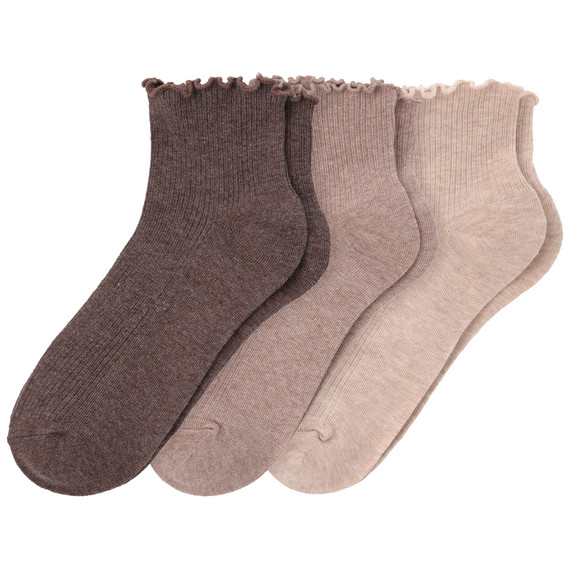 3 Paar Damen Sneaker-Socken mit Bio-Baumwolle beige / hellbraun / dunkelbraun
