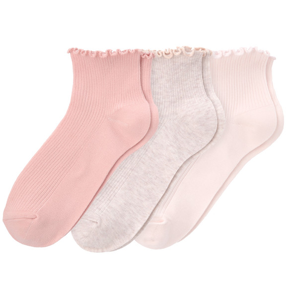 3 Paar Damen Sneaker-Socken mit Bio-Baumwolle rosa / hellrosa / hellgrau