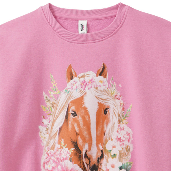 Mädchen Sweatshirt mit Pferde-Motiv