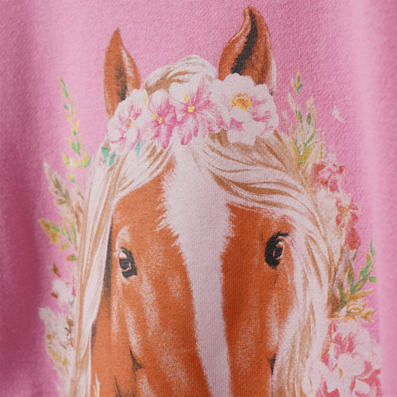 Mädchen Sweatshirt mit Pferde-Motiv
