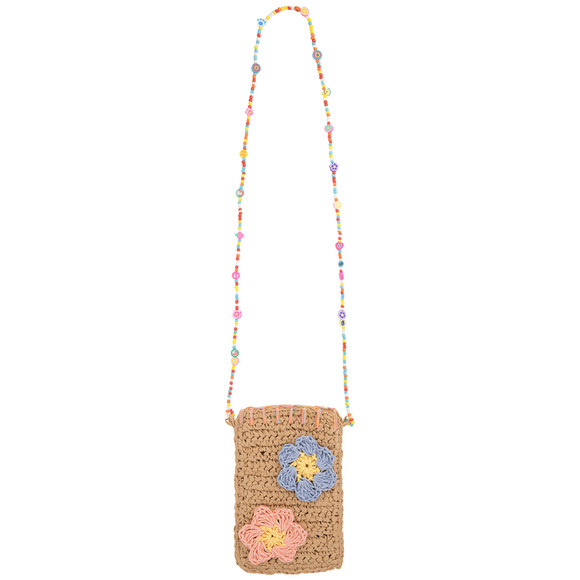 Mädchen Strohtasche mit bunten Blumen