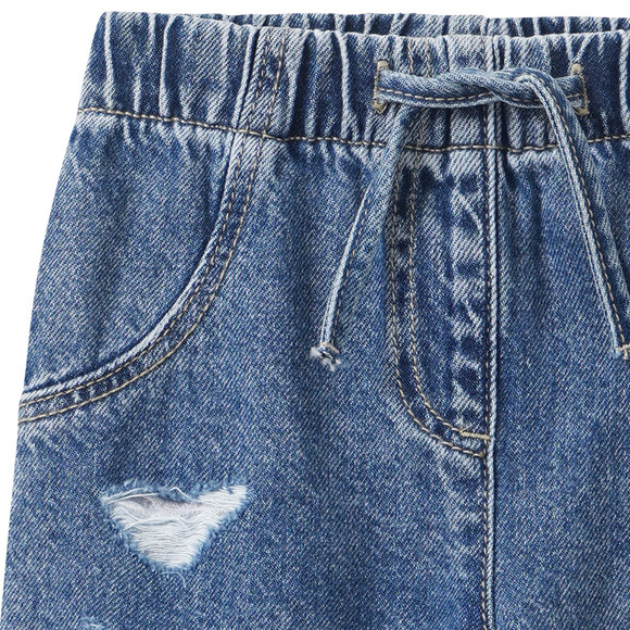 Baby Wide-Leg-Jeans im Used-Look