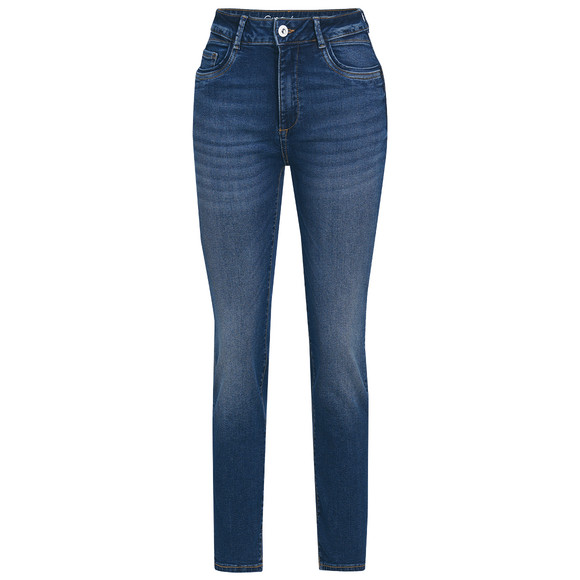 Damen Slim-Jeans mit Used-Waschung