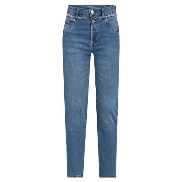 Damen Slim-Jeans mit Used-Waschung