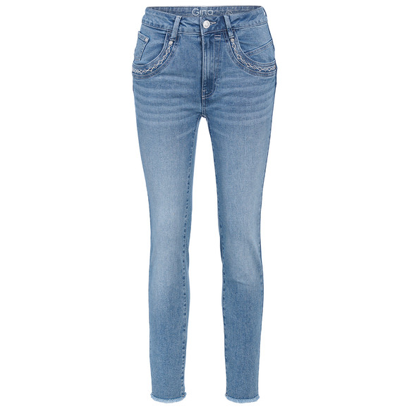 Damen Slim-Jeans mit Used-Waschung
