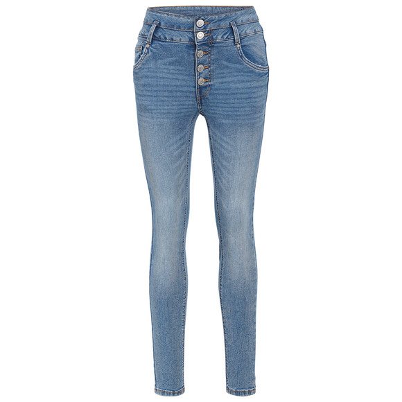 Damen Skinny-Jeans mit großer Knopfleiste