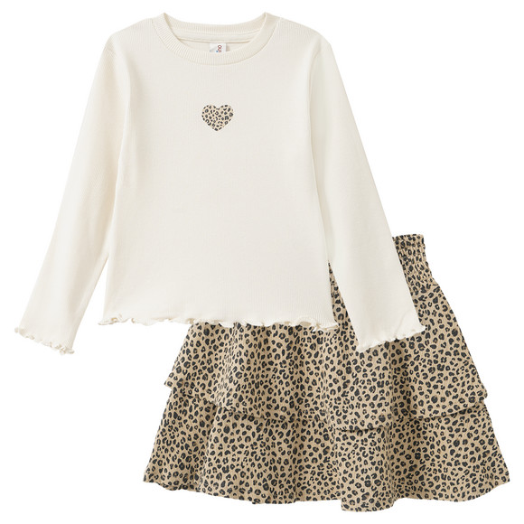 Mädchen Set aus Langarmshirt und Rock