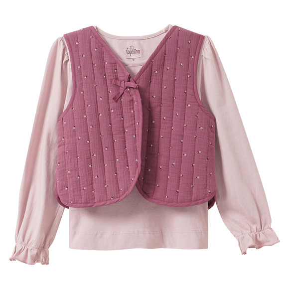 Mädchen Set mit Langarmshirt und Steppweste