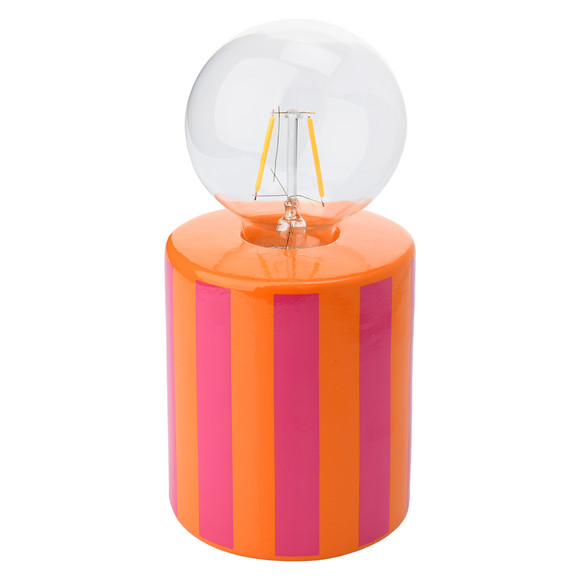 Tischlampe mit bunten Streifen orange / pink