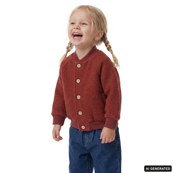 Baby Wollwalk-Blousonjacke mit Rippbündchen